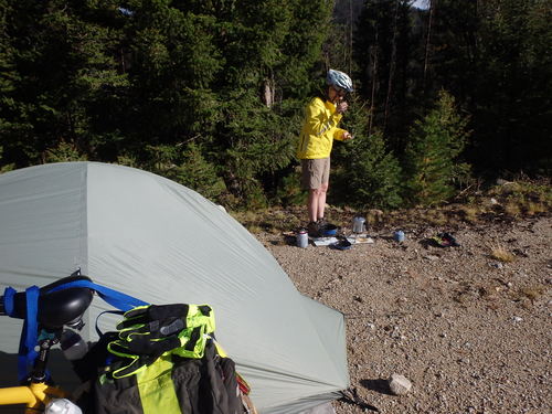GDMBR: We stopped and pitched the tent on the roadside.